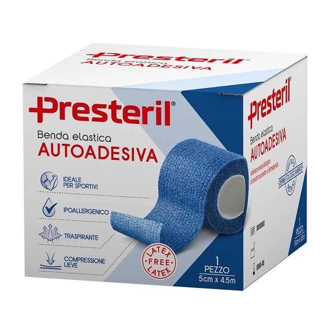 Benda Elastica Autoadesiva Latex Free Presteril Cm 5x4,5 M Tesi Blu Benda Elastica Autoadesiva Latex Free Presteril Cm 5x4,5 M Tesi Blu