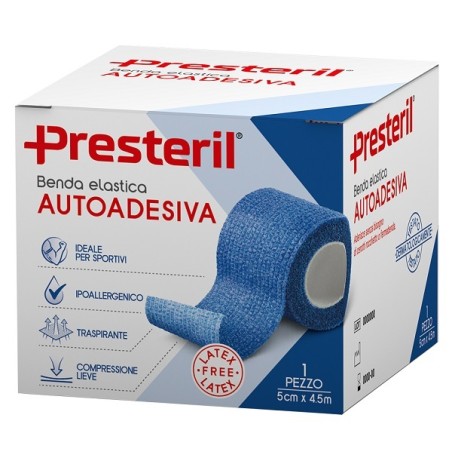 Benda Elastica Autoadesiva Latex Free Presteril Cm 5x4,5 M Tesi Blu Benda Elastica Autoadesiva Latex Free Presteril Cm 5x4,5 M Tesi Blu