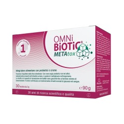 Confezione da 30 buste di Omni Biotic Metatox Integratore Di Fermenti Lattici Per Salute Intestinale.