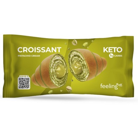 Confezione con una brioches da 50 gr con ripieno al pistacchio Feeling Ok per dieta chetogenica.