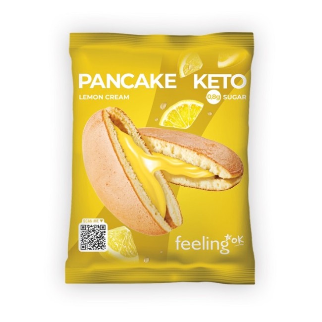 Confezione con 1 pancake al limone della dieta chetogenica Feeling Ok.