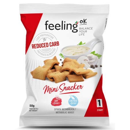 Confezione da 50 grammi di Feeling Ok Crackers Natural Start Per Alimentazione Chetogenica.