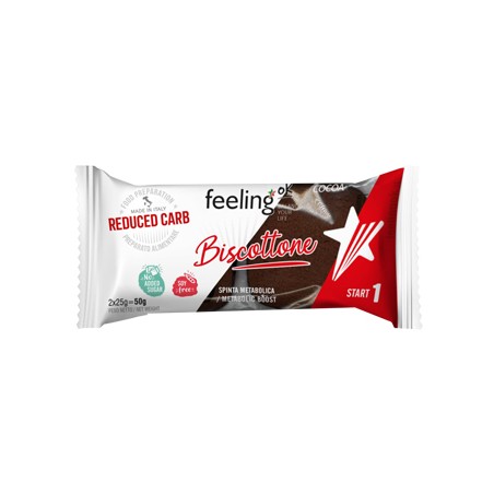 Confezione da 50 grammi di Feeling Ok Biscottone Al Cacao Start Snack Per Dieta Chetogenica. Confezione da 50 grammi di Feeling Ok Biscottone Al Cacao Start Snack Per Dieta Chetogenica.