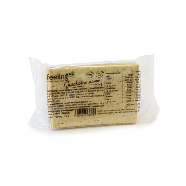 Feeling Ok Snacker Sesamo Spezza-Fame Low Low Carb Cheto 50 Grammi