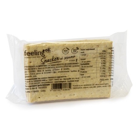 Feeling Ok Snacker Sesamo Spezza-Fame Low Low Carb Cheto 50 Grammi
