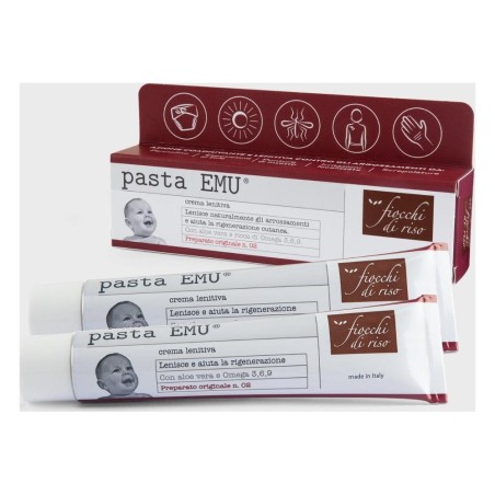 Confezione Fiocchi di Riso contenente 2 tubetti da 30 ml di Pasta Emu Crema Cambio Pannolino