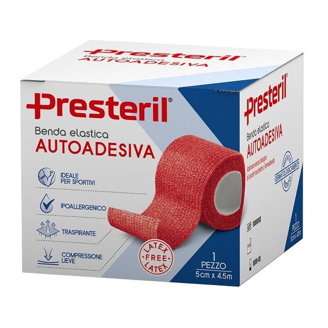 Benda Elastica Autoadesiva Latex Free Presteril Cm 5x4,5 M Tesi Rosso Benda Elastica Autoadesiva Latex Free Presteril Cm 5x4,5 M Tesi Rosso