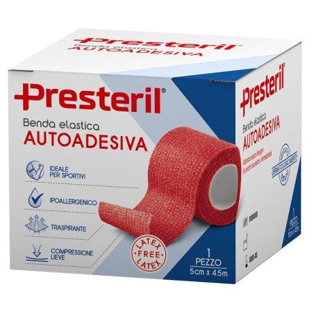 Benda Elastica Autoadesiva Latex Free Presteril Cm 5x4,5 M Tesi Rosso Benda Elastica Autoadesiva Latex Free Presteril Cm 5x4,5 M Tesi Rosso