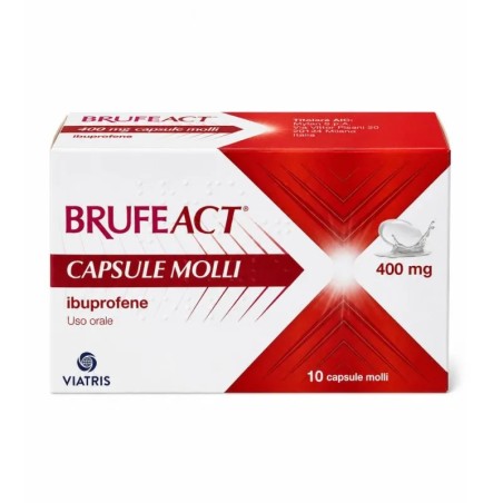 Confezione da 10 capsule di Brufeact Farmaco Antinfiammatorio Antidolorifico Ibuprofene 400 Mg. Confezione da 10 capsule di Brufeact Farmaco Antinfiammatorio Antidolorifico Ibuprofene 400 Mg.