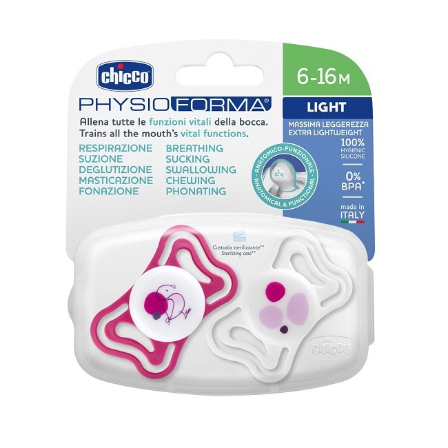 Chicco Succhietto Light Rosa Silicone 6-16m 2 Pezzi Chicco Succhietto Light Rosa Silicone 6-16m 2 Pezzi