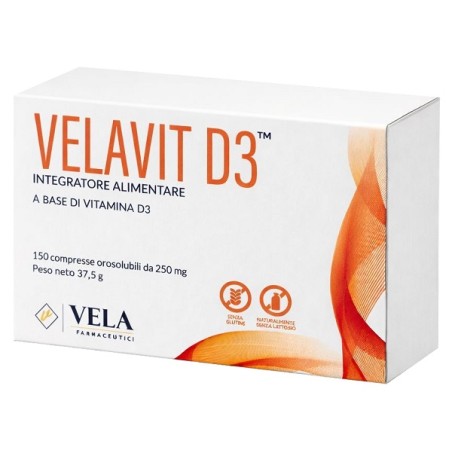 Velavit D3 150 Compresse Orosolubili 250 Mg Senza Glutine Naturalmente Privo Di Lattosio Velavit D3 150 Compresse Orosolubili 250 Mg Senza Glutine Naturalmente Privo Di Lattosio