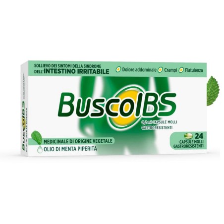 Confezione da 24 capsule di Busco IBS Farmaco Per La Sindrome Dell'Intestino Irritabile. Confezione da 24 capsule di Busco IBS Farmaco Per La Sindrome Dell'Intestino Irritabile.