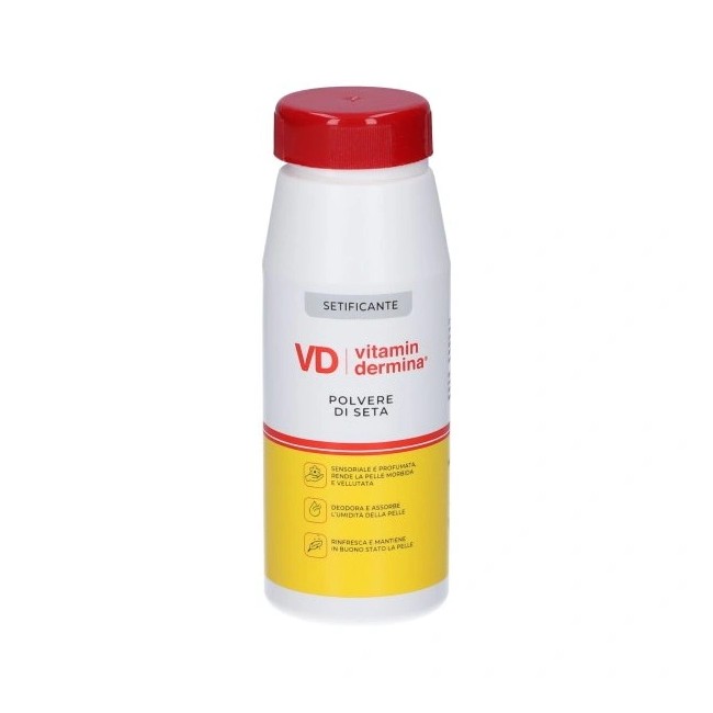 Flacone da 100 grammi di Vitamindermina Polvere Di Seta Trattamento Per La Cura Ed Il Benessere Della Pelle. Flacone da 100 grammi di Vitamindermina Polvere Di Seta Trattamento Per La Cura Ed Il Benessere Della Pelle.