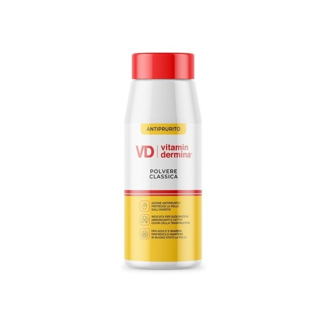 Flacone da 100 grammi di Vitamindermina Polvere Adsorbente Effetto Borotalco Per L'Igiene Della Pelle.