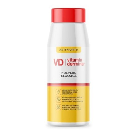 Flacone da 100 grammi di Vitamindermina Polvere Adsorbente Effetto Borotalco Per L'Igiene Della Pelle.