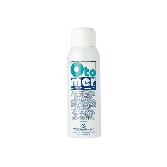 Flacone da 100 ml di Otomer, soluzione isotonica per la pulizia dell'orecchio. Flacone da 100 ml di Otomer, soluzione isotonica per la pulizia dell'orecchio.
