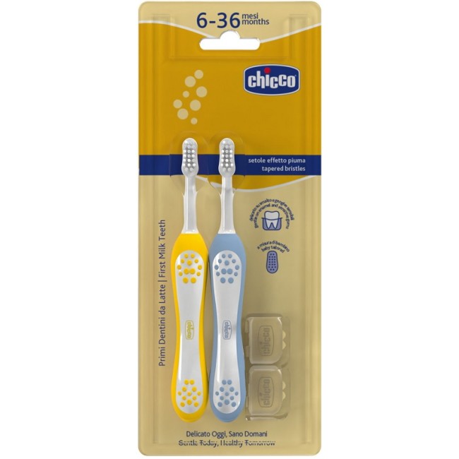 Chicco Spazzolino 6-36 Mesi+doppio Azzurro-giallo Chicco Spazzolino 6-36 Mesi+doppio Azzurro-giallo