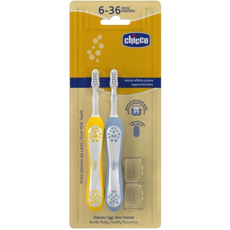 Chicco Spazzolino 6-36 Mesi+doppio Azzurro-giallo Chicco Spazzolino 6-36 Mesi+doppio Azzurro-giallo