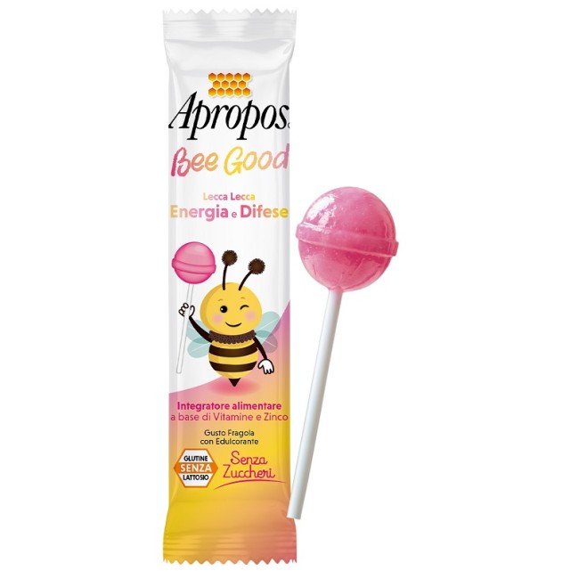 Apropos Bee Good Lecca Lecca Energia E Difesa 8,5 G Gusto Fragola Con Edulcorante Senza Zuccheri Senza Glutine Senza Lattosio