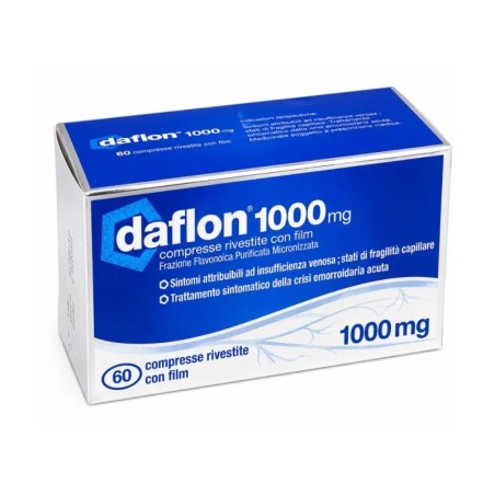 Confezione da 60 compresse di Daflon 1000 Farmaco Per Circolazione Benessere Venoso Ed Emorroidi. Confezione da 60 compresse di Daflon 1000 Farmaco Per Circolazione Benessere Venoso Ed Emorroidi.