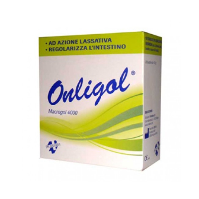 Confezione da 20 bustine di Onligol integratore per stitichezza a base di Macrogol 4000 Confezione da 20 bustine di Onligol integratore per stitichezza a base di Macrogol 4000