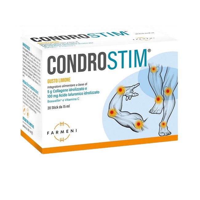 Farmeni Di Simone Menicocci - Condrostim 20 Stics Da 15 Ml Gusto Limone Con Zucchero Con Edulcorante Senza Glutine Senza Lattosio-image