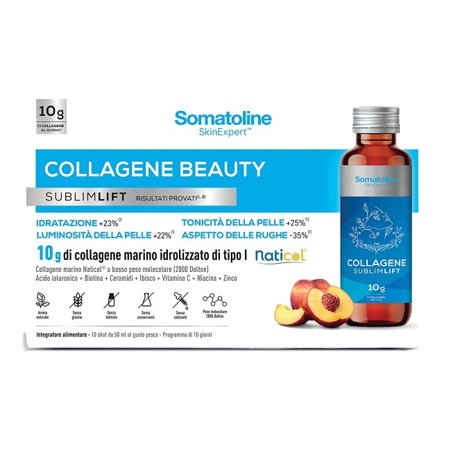 Somatoline Collagene Beauty Sublimlift 10 Shot 50 Ml Gusto Pesca Senza Glutine Senza Lattosio Con Edulcoranti Somatoline Collagene Beauty Sublimlift 10 Shot 50 Ml Gusto Pesca Senza Glutine Senza Lattosio Con Edulcoranti