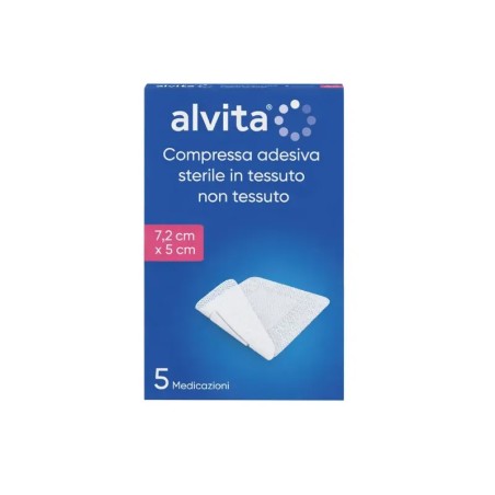 Garza Compressa Adesiva Alvita Tnt 7,2x5cm 5 Pezzi Garza Compressa Adesiva Alvita Tnt 7,2x5cm 5 Pezzi
