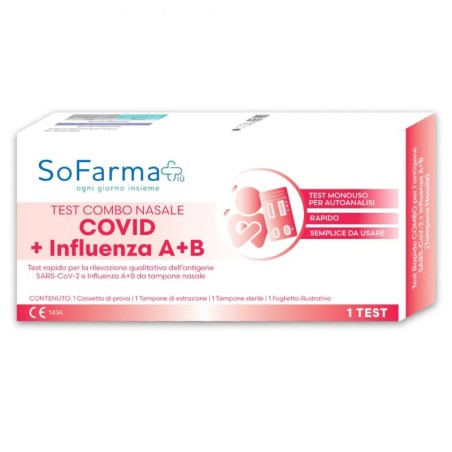 Test Antigenico Rapido Covid-19 Sofarmapiu' Combo Autodiagnostico Determinazione Qualitativa Antigeni Sars-cov-2 E Influenza A+b