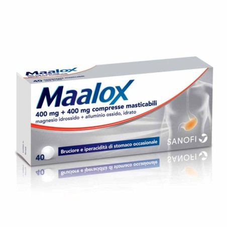 Maalox 40 Compresse Masticabili 400mg+400mg Maalox 40 Compresse Masticabili 400mg+400mg