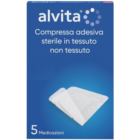 Alvita Garza Compressa Adesiva Sterile Tessuto Non Tessuto 10x20 Cm 5 Pezzi