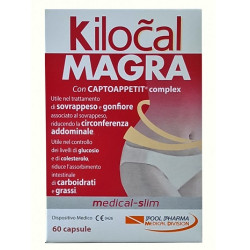Confezione da 60 compresse di Kilocal Magra, integratore per facilitare la perdita di peso.