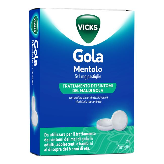 Vicks Gola 24past 5+1mg Mentol Vicks Gola 24past 5+1mg Mentol