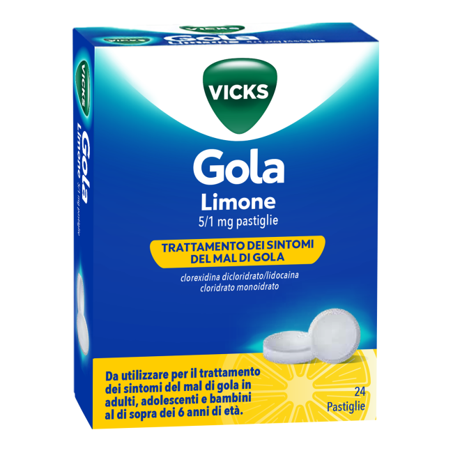 Vicks Gola 24past 5+1mg Limone Vicks Gola 24past 5+1mg Limone