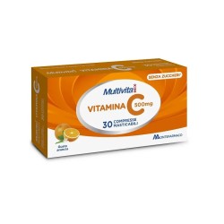 Multivitamix Vitamina C 500 Mg Arancia 30 Compresse Masticabili Senza Zuccheri Con Edulcorante Senza Glutine Senza Lattosio