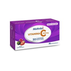 Multivitamix Vitamina C 500 Mg Frutti Di Bosco 30 Compresse Masticabili Senza Zuccheri Con Edulcorante Senza Glutine Senza Latto