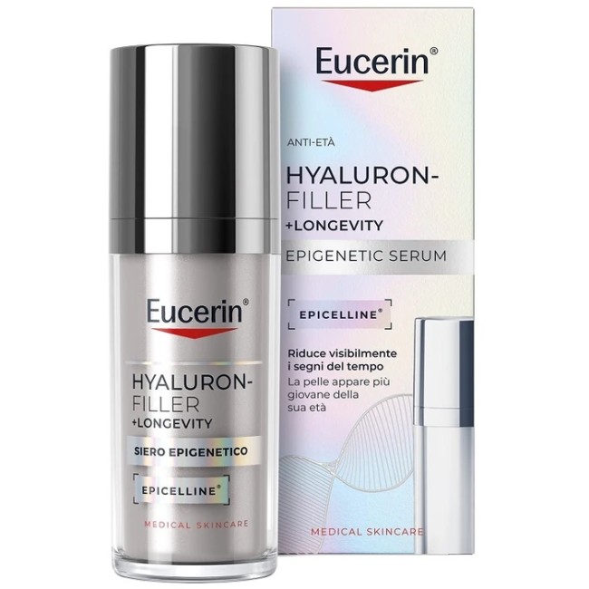 Flacone da 30 ml di Eucerin Hyaluron Filler+ Longevity Siero