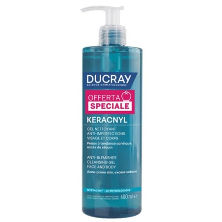 Flacone da 400 ml di Ducray Keracnyl Gel Detergente Purificante