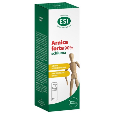 Flacone da 100 ml di Esi Arnica 90%, schiuma per botte, dolori, contusioni e strappi. Flacone da 100 ml di Esi Arnica 90%, schiuma per botte, dolori, contusioni e strappi.