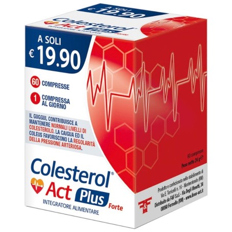 Confezione da 60 compresse di Colesterol Act plus forte integratore per il colesterolo Confezione da 60 compresse di Colesterol Act plus forte integratore per il colesterolo