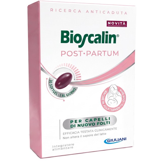 Confezione da 30 softgel di Bioscalin Post Partum Integratore Anticaduta Per La Donna Post-Gravidanza. Confezione da 30 softgel di Bioscalin Post Partum Integratore Anticaduta Per La Donna Post-Gravidanza.