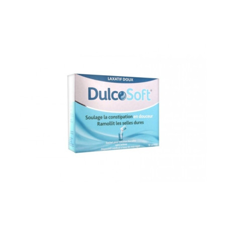 Confezione da 20 bustine di Dulcosoft, rimedio contro la stitichezza.