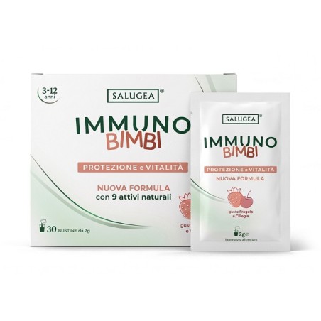 Salugea Immuno Bimbi 30 Bustine Fragola Ciliegia Senza Glutine E Lattosio