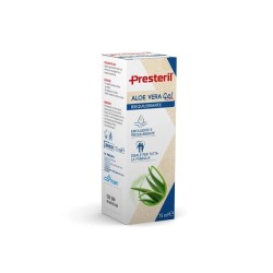 Tubo da 75 ml di Presteril Aloe Vera Gel Emolliente, utile in caso di fastidi cutanei.