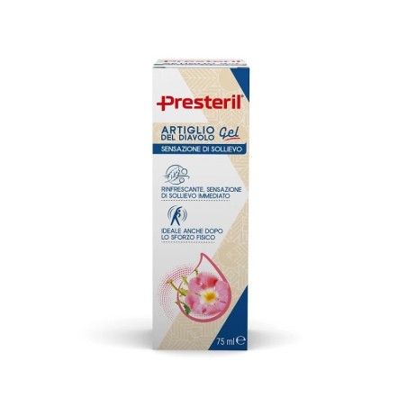 Tubo da 75 ml di Presteril Artiglio Del Diavolo, gel per fastidi muscolari e articolari. Tubo da 75 ml di Presteril Artiglio Del Diavolo, gel per fastidi muscolari e articolari.