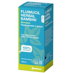Flacone da 140 ml di Fluimucil Herbal Bambini Sciroppo Tosse Grassa E Secca Aroma Fragola E Miele.