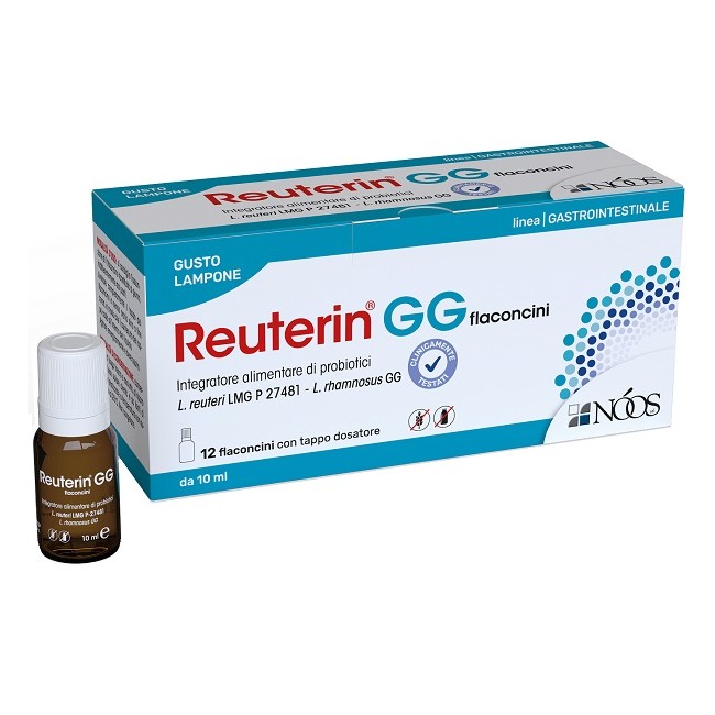 Reuterin Gg Flaconcini 12 Flaconcini Con Tappo Dosatore Da 10 Ml Gusto Lampone Senza Glutine Senza Lattosio