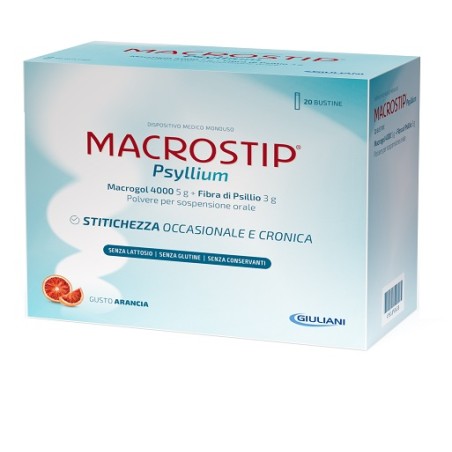 Macrostip Psyllium 14 Bustine Gusto Arancia Senza Glutine Senza Lattosio