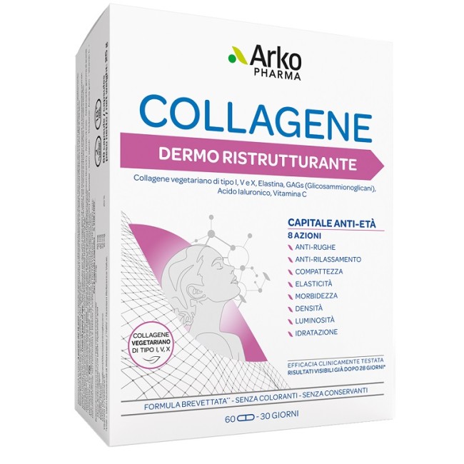 Confezione da 60 capsule di Arkopharma Collagene Dermo Ristrutturante Integratore Per La Bellezza Della Pelle. Confezione da 60 capsule di Arkopharma Collagene Dermo Ristrutturante Integratore Per La Bellezza Della Pelle.