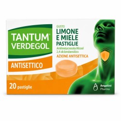 Confezione da 20 pastiglie di Angelini Tantum Verdegol Antisettico Farmaco Disinfettante Per Fastidi Alla Gola.